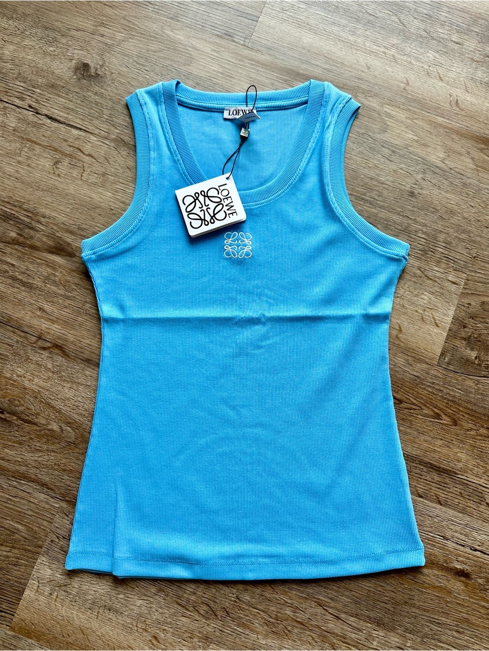 Loewe Turquoise Ribbed Logo Tank Top